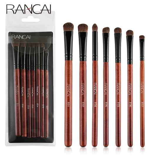 RANCAI 7pcs Eye shadow Makeup Brushes Set Natural Animal Horse Pony Soft Hair Cosmetics Blending Smudge Shader Brush Beauty Kit