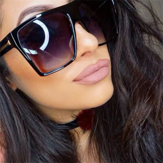Fashion Vintage Sunglasses Women Brand Designer Oversized Sun Glasses 2024 Shades Large Black Lens Glasses UV400 Trend Eyewear