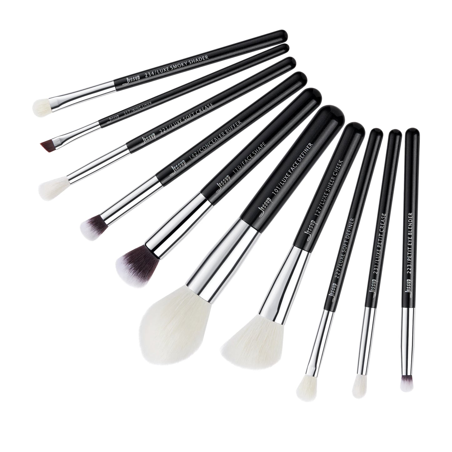 Jessup Cosmetic Brush Set: 10 Pieces